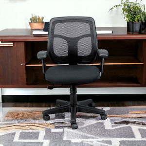 Homeroots Black Adjustable Swivel Mesh Rolling Office Chair  Plastic 372413