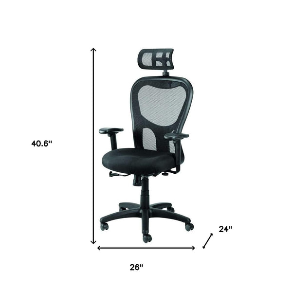 Homeroots Black Adjustable Swivel Mesh Rolling Executive Office Chair  Plastic 372414