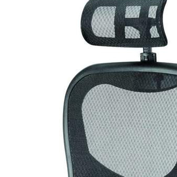 Homeroots Black Adjustable Swivel Mesh Rolling Executive Office Chair  Plastic 372414