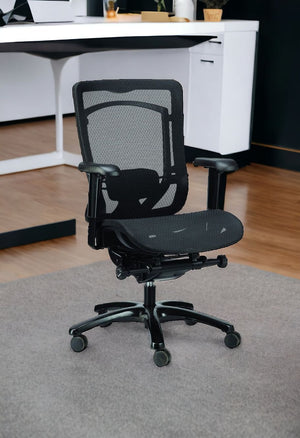 Homeroots Black Adjustable Swivel Mesh Rolling Office Chair  Plastic 372416