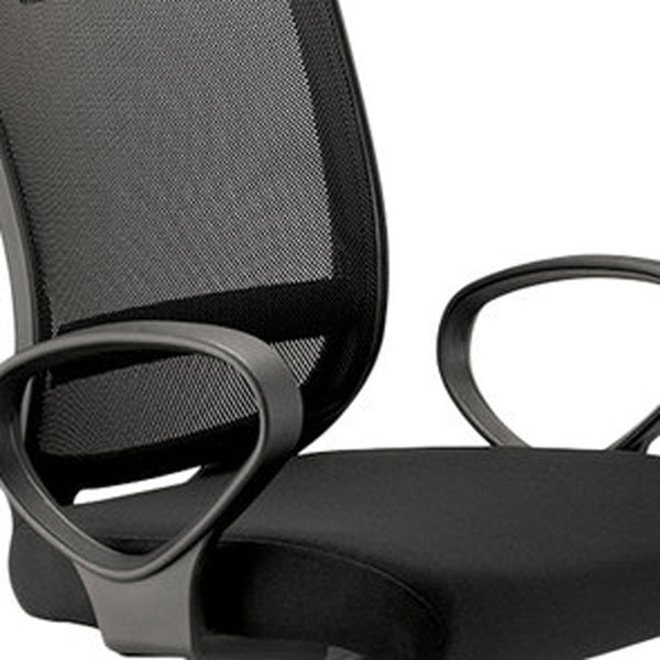 Homeroots Black Adjustable Swivel Mesh Rolling Office Chair  Plastic 372418