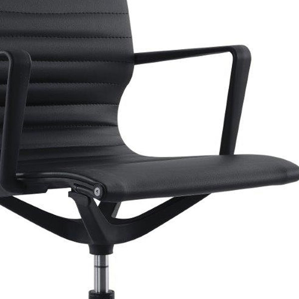 Homeroots Black Adjustable Swivel Fabric Rolling Office Chair Black Plastic 372419
