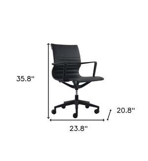 Homeroots Black Adjustable Swivel Fabric Rolling Office Chair Black Plastic 372419