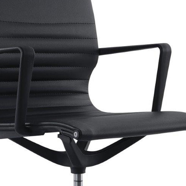 Homeroots Black Adjustable Swivel Fabric Rolling Office Chair Black Plastic 372419