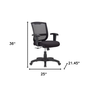 Homeroots Black Adjustable Swivel Mesh Rolling Office Chair  Plastic 372421