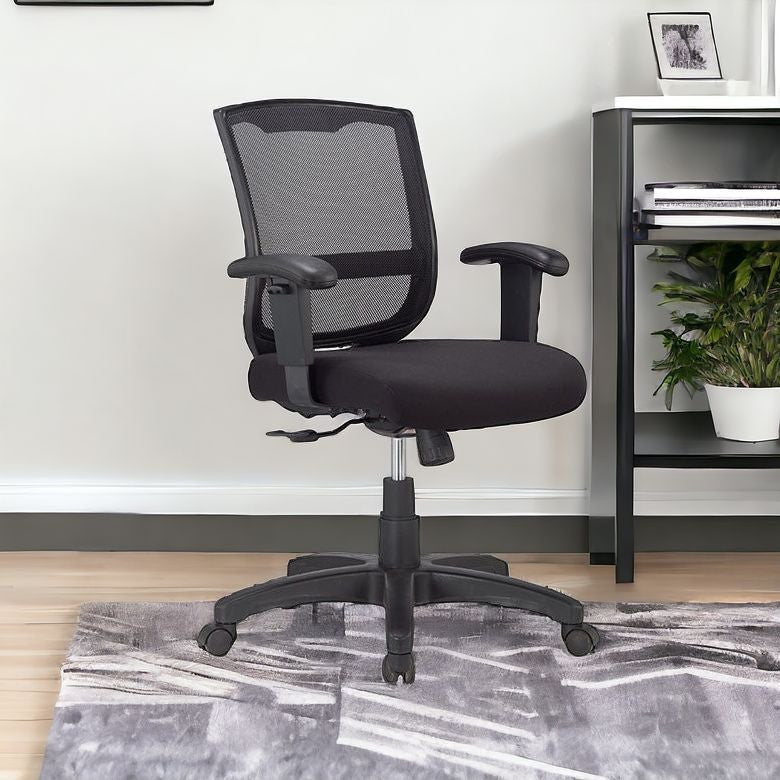 Homeroots Black Adjustable Swivel Mesh Rolling Office Chair  Plastic 372421