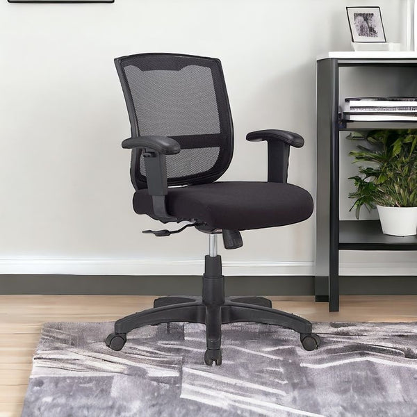 Homeroots Black Adjustable Swivel Mesh Rolling Office Chair  Plastic 372421