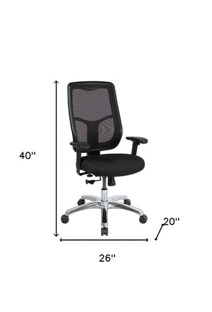 Homeroots Black And Silver Adjustable Swivel Mesh Rolling Office Chair  Plastic 372425