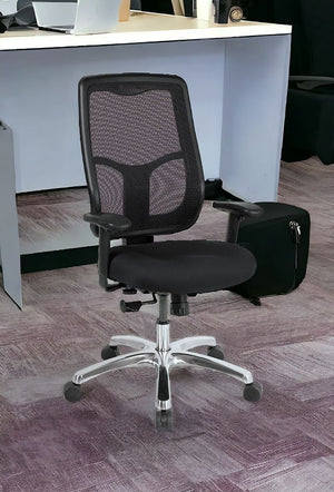 Homeroots Black And Silver Adjustable Swivel Mesh Rolling Office Chair  Plastic 372425