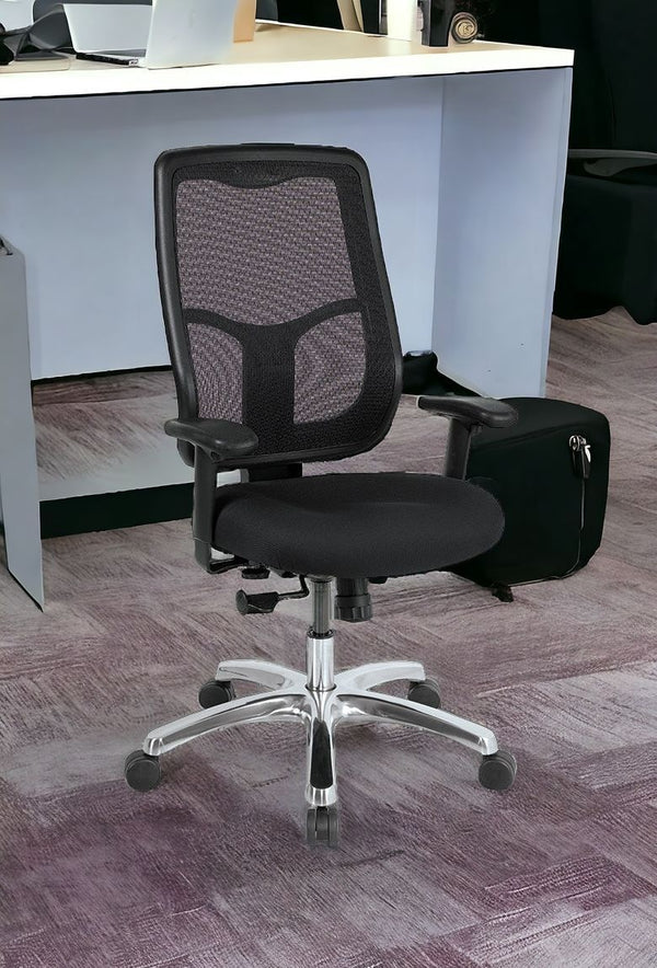 Homeroots Black And Silver Adjustable Swivel Mesh Rolling Office Chair  Plastic 372425