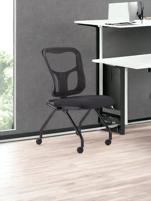 Homeroots Set Of Two Black Adjustable Mesh Rolling Office Chair  Plastic 372426
