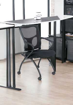 Homeroots Set Of Two Black Mesh Rolling Office Chair  Plastic 372427