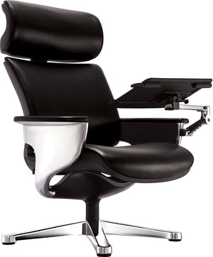 Homeroots Black And Silver Swivel Faux Leather Executive Office Chair Black Leather 372428