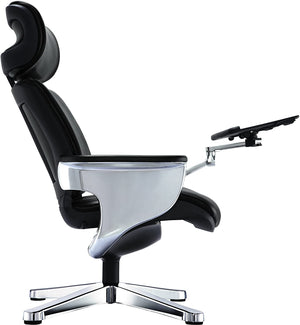 Homeroots Black And Silver Swivel Faux Leather Executive Office Chair Black Leather 372428