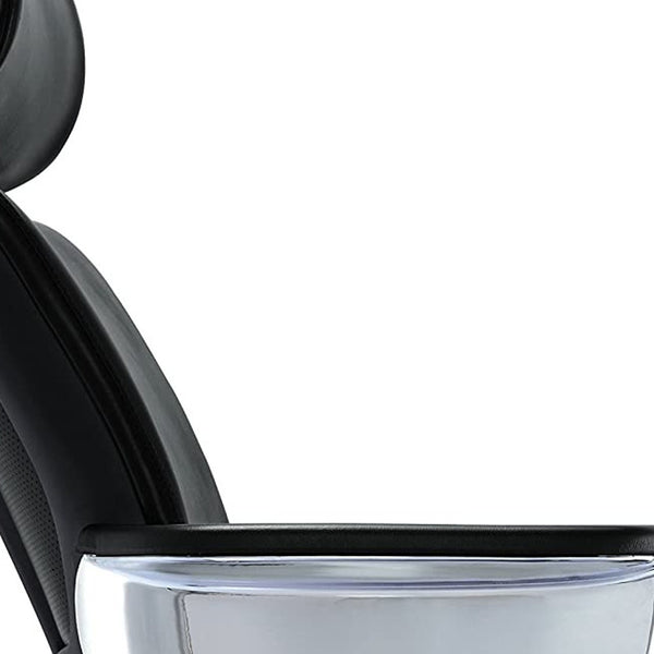 Homeroots Black And Silver Swivel Faux Leather Executive Office Chair Black Leather 372428