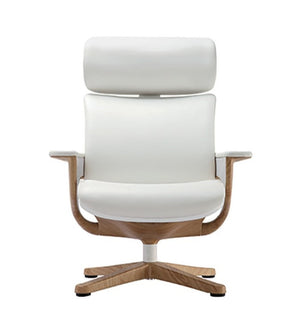 Homeroots White And Dark Brown Swivel Faux Leather Executive Office Chair White Leather 372429