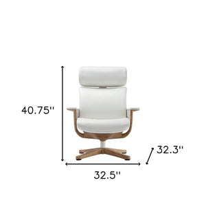 Homeroots White And Dark Brown Swivel Faux Leather Executive Office Chair White Leather 372429