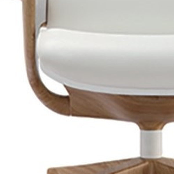 Homeroots White And Dark Brown Swivel Faux Leather Executive Office Chair White Leather 372429