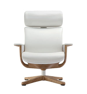 Homeroots White And Dark Brown Swivel Faux Leather Executive Office Chair White Leather 372429
