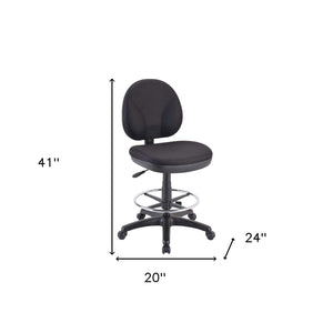 Homeroots Black Adjustable Swivel Fabric Rolling Office Chair  Jute 372430
