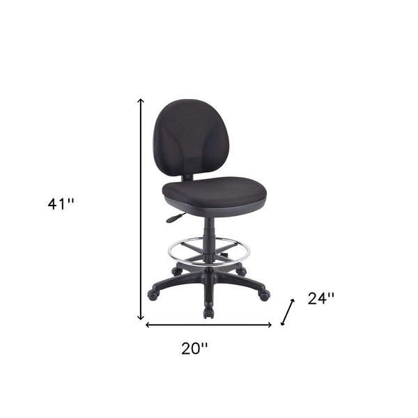 Homeroots Black Adjustable Swivel Fabric Rolling Office Chair  Jute 372430