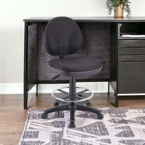 Homeroots Black Adjustable Swivel Fabric Rolling Office Chair  Jute 372430