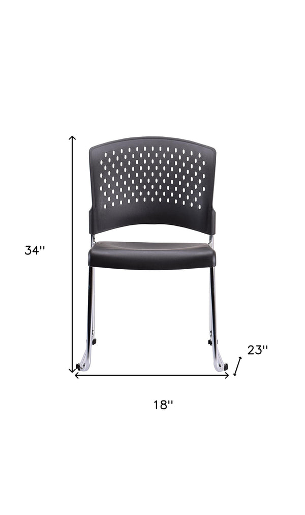 Homeroots Set Of Four Black And Silver Plastic Office Chair Black Plastic 372437