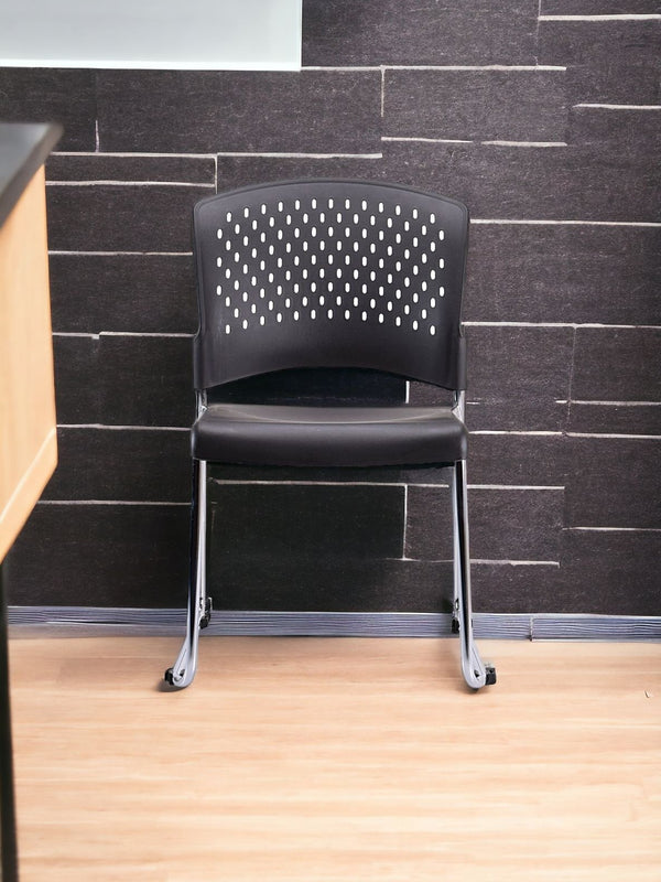 Homeroots Set Of Four Black And Silver Plastic Office Chair Black Plastic 372437