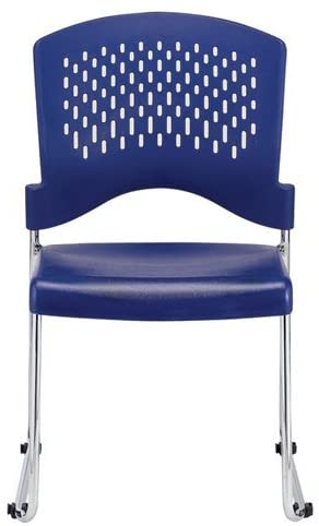 Homeroots Set Of Four Navy Blue And Silver Plastic Office Chair Navy Plastic 372438