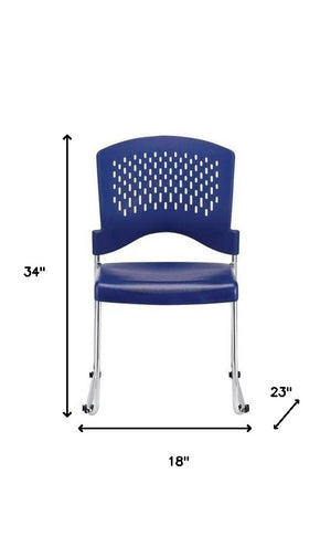 Homeroots Set Of Four Navy Blue And Silver Plastic Office Chair Navy Plastic 372438