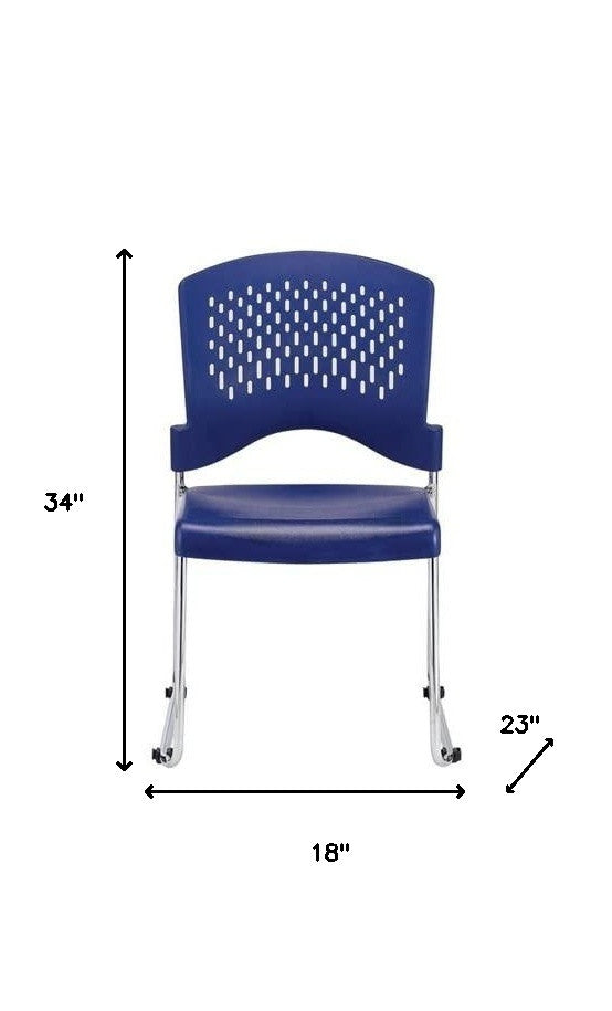 Homeroots Set Of Four Navy Blue And Silver Plastic Office Chair Navy Plastic 372438