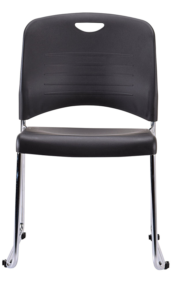 Homeroots Set Of Four Black And Silver Plastic Office Chair Black Plastic 372439