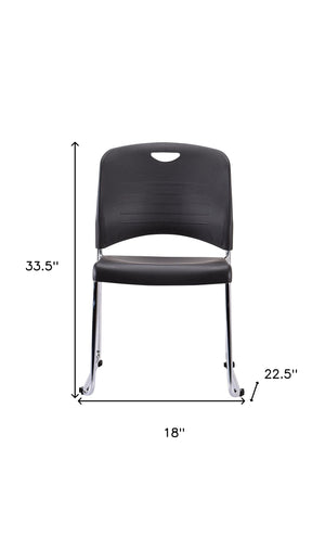 Homeroots Set Of Four Black And Silver Plastic Office Chair Black Plastic 372439