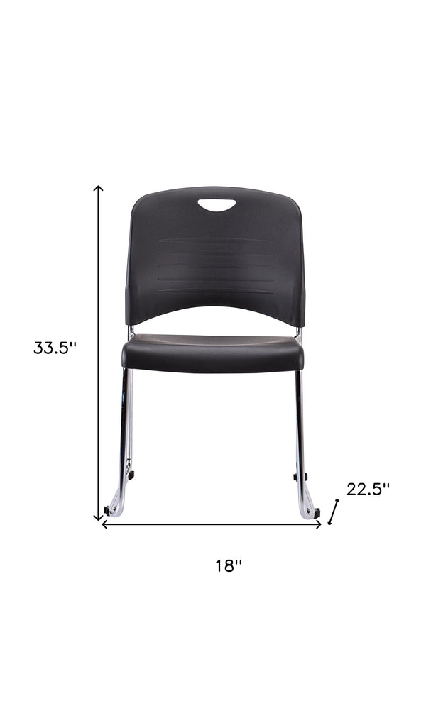 Homeroots Set Of Four Black And Silver Plastic Office Chair Black Plastic 372439