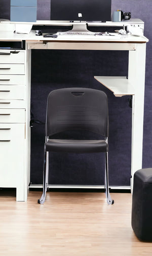Homeroots Set Of Four Black And Silver Plastic Office Chair Black Plastic 372439