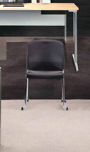 Homeroots Set Of Four Black And Silver Plastic Office Chair Black Plastic 372439
