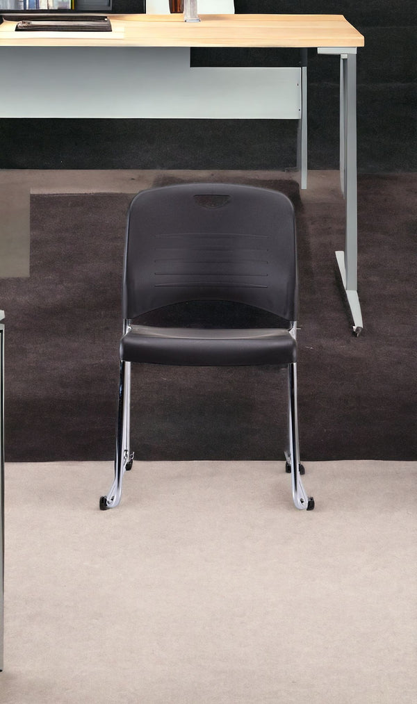 Homeroots Set Of Four Black And Silver Plastic Office Chair Black Plastic 372439