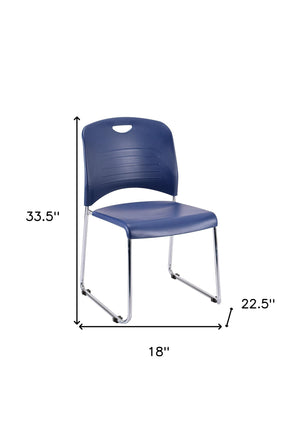 Homeroots Set Of Four Navy Blue And Silver Plastic Office Chair Navy Plastic 372440