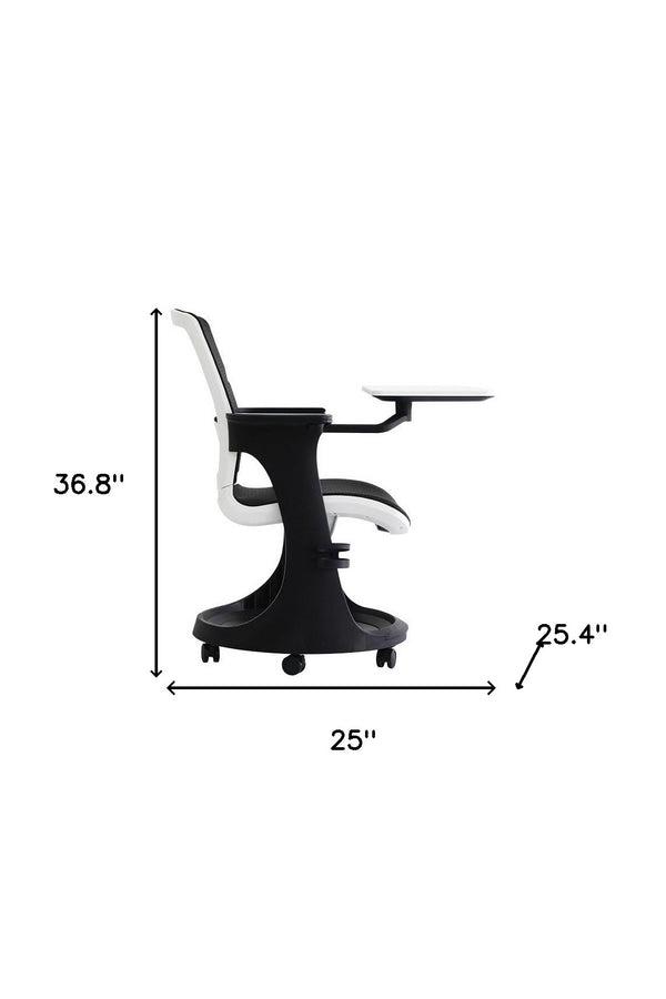 Homeroots Black Mesh Rolling Office Chair Black Plastic 372441