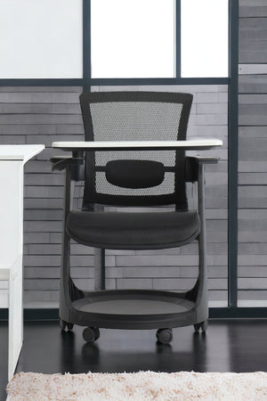 Homeroots Black Mesh Rolling Office Chair Black Plastic 372441