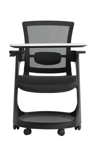 Homeroots Black Mesh Rolling Office Chair Black White Plastic 372442