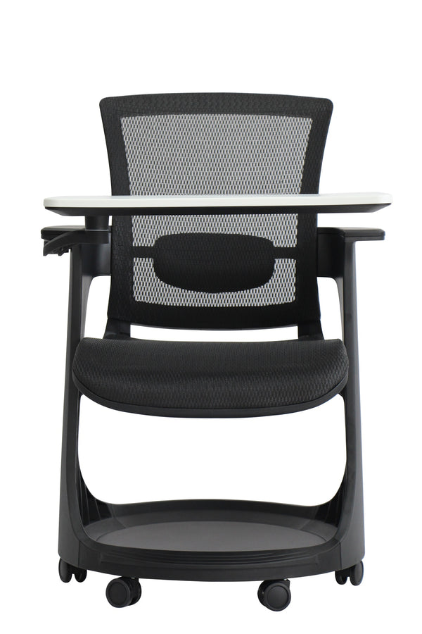 Homeroots Black Mesh Rolling Office Chair Black White Plastic 372442