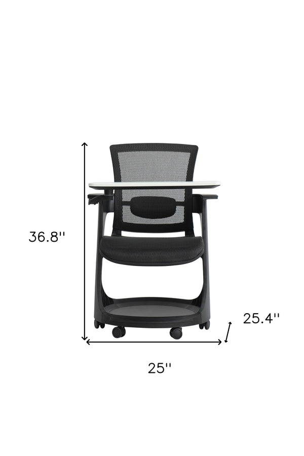 Homeroots Black Mesh Rolling Office Chair Black White Plastic 372442