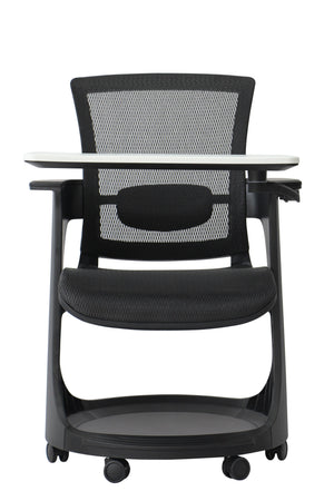 Homeroots Black Mesh Rolling Office Chair Black White Plastic 372442