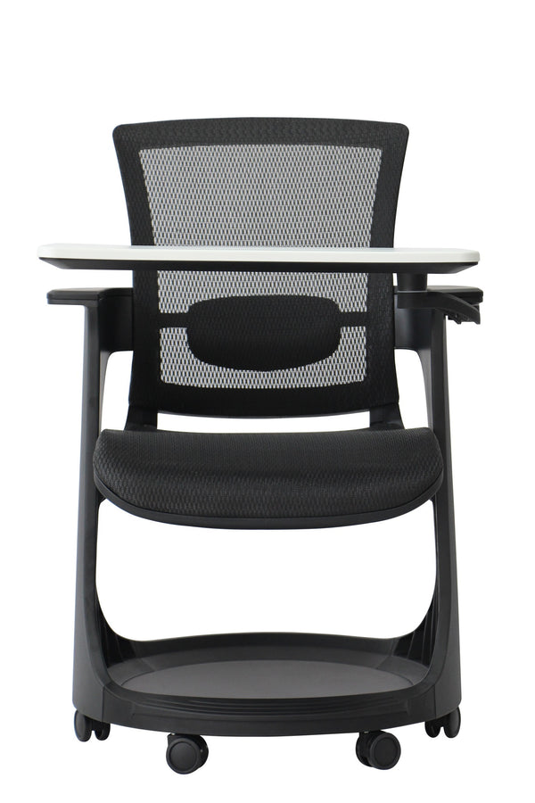 Homeroots Black Mesh Rolling Office Chair Black White Plastic 372442