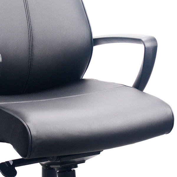 Homeroots Black Adjustable Swivel Faux Leather Rolling Office Chair  Leather 372455