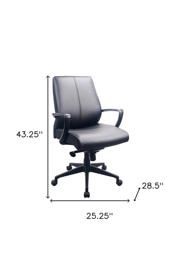 Homeroots Black Adjustable Swivel Faux Leather Rolling Office Chair  Leather 372455