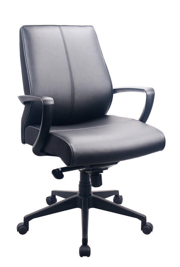 Homeroots Black Adjustable Swivel Faux Leather Rolling Office Chair  Leather 372456