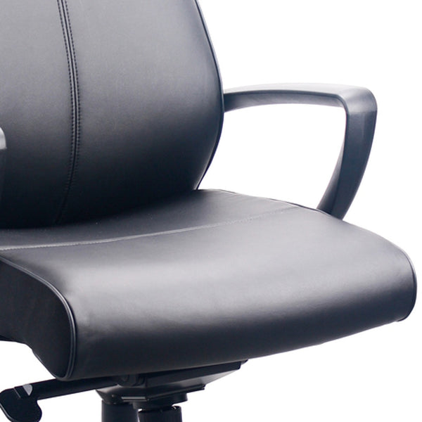 Homeroots Black Adjustable Swivel Faux Leather Rolling Office Chair  Leather 372456