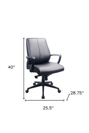 Homeroots Black Adjustable Swivel Faux Leather Rolling Office Chair  Leather 372456